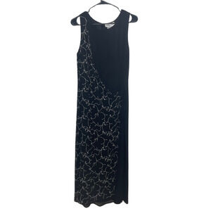 Vintage Bloomingdale’s Silk Beaded Black‎ Evening Dress 14 Gothic Witchy Vamp